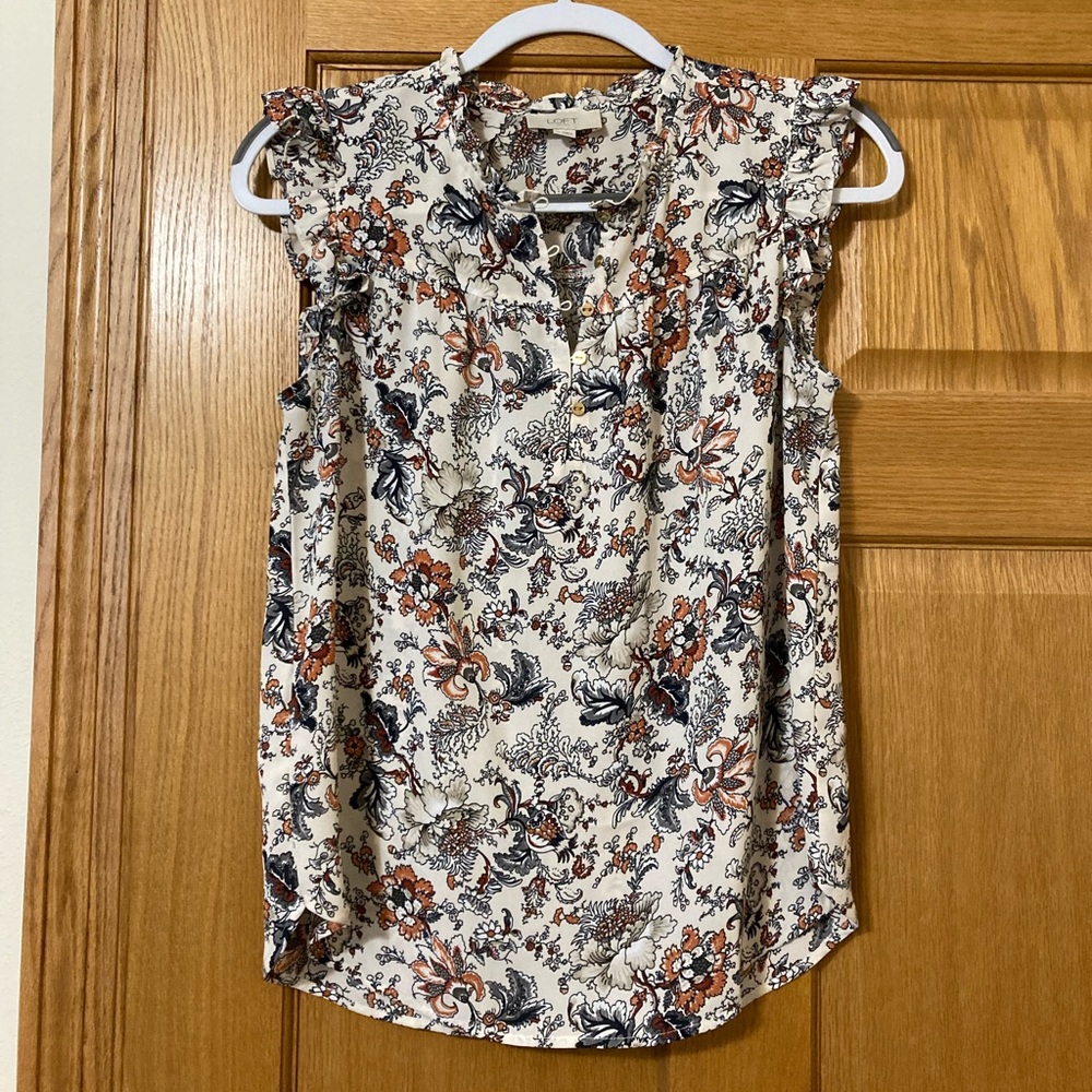 Loft Outlet Floral Blouse Sleeveless Cap Sleeve - Excellent Condition